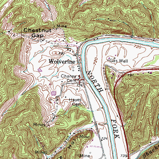 Topographic Map of Chaney Cemetery, KY