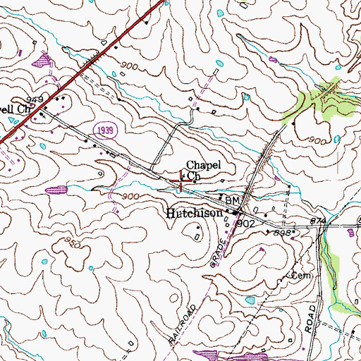 Topographic Map of Chapel Church, KY
