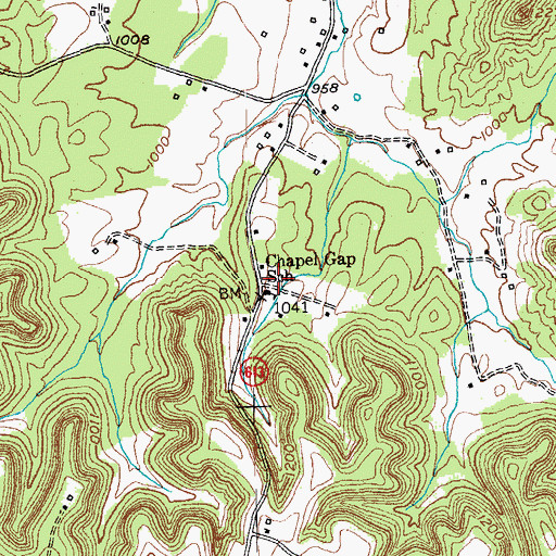 Topographic Map of Chapel Gap School, KY