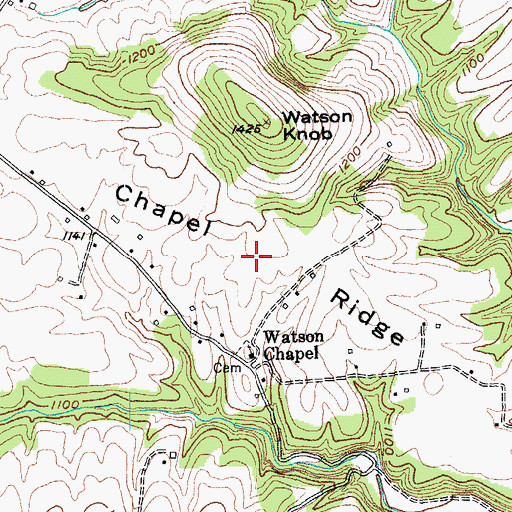 Topographic Map of Chapel Ridge, KY