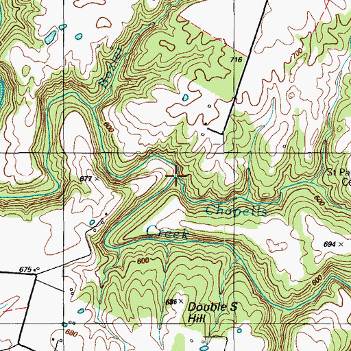 Topographic Map of Chapells Branch, KY