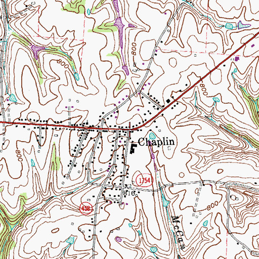 Topographic Map of Chaplin, KY