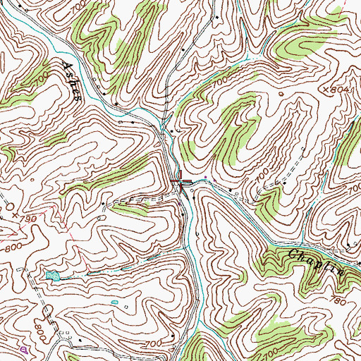 Topographic Map of Chaplin Fork, KY