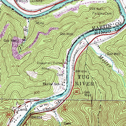 Topographic Map of Chapman Cemetery, KY