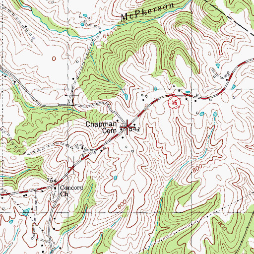 Topographic Map of Chapman Cemetery, KY