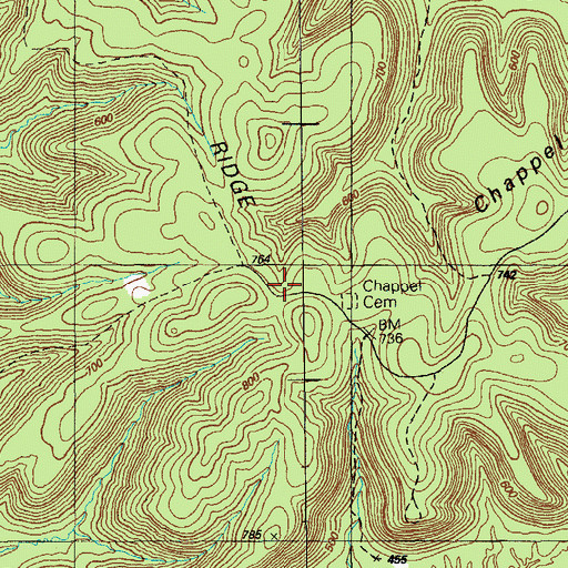 Topographic Map of Chappel Ridge, KY