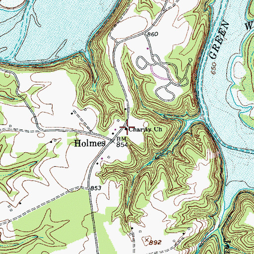 Topographic Map of Charity Church, KY