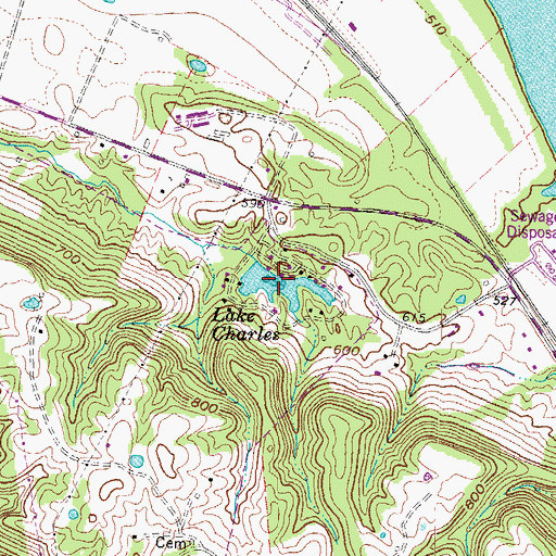 Topographic Map of Lake Charles, KY