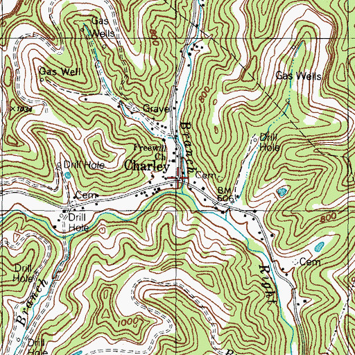 Topographic Map of Charley, KY