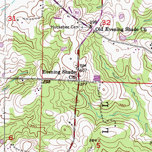 Topographic Map of Evening Shade Church, AR