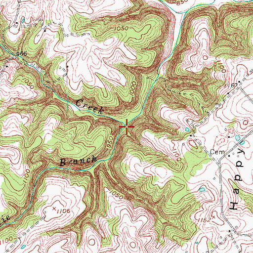Topographic Map of Charlie Branch, KY