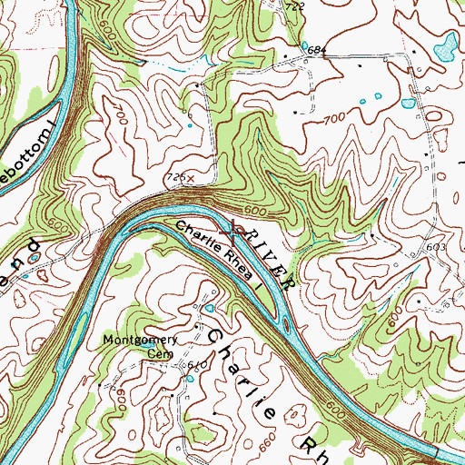 Topographic Map of Charlie Rhea Island, KY