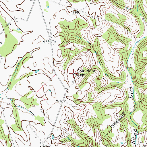 Topographic Map of Chaudoin Cemetery, KY