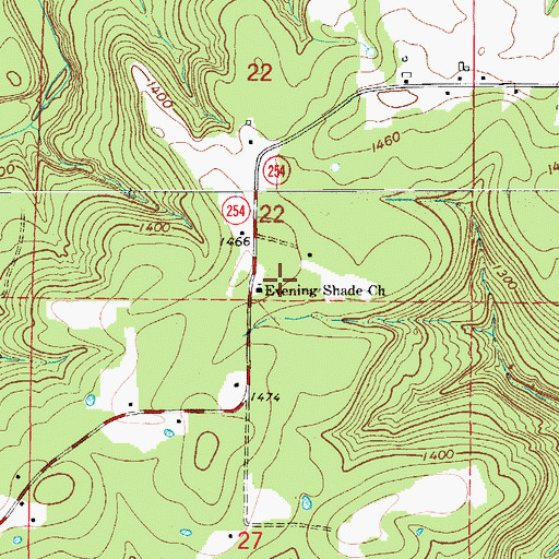 Topographic Map of Evening Shade Church, AR