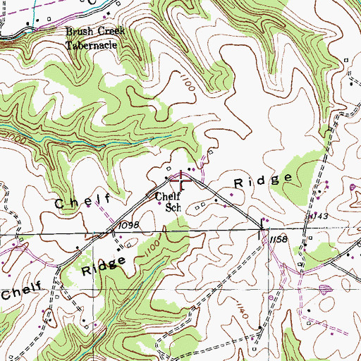 Topographic Map of Chelf School, KY