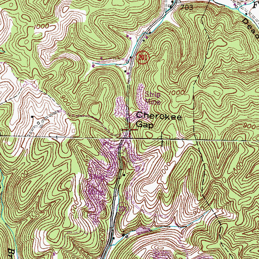 Topographic Map of Cherokee Gap, KY