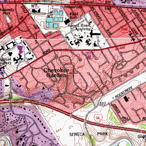 Topographic Map of Cherokee Garden, KY