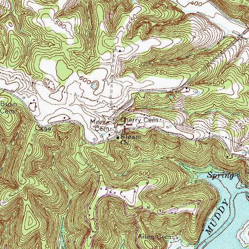 Topographic Map of Cherry Cemetery, KY