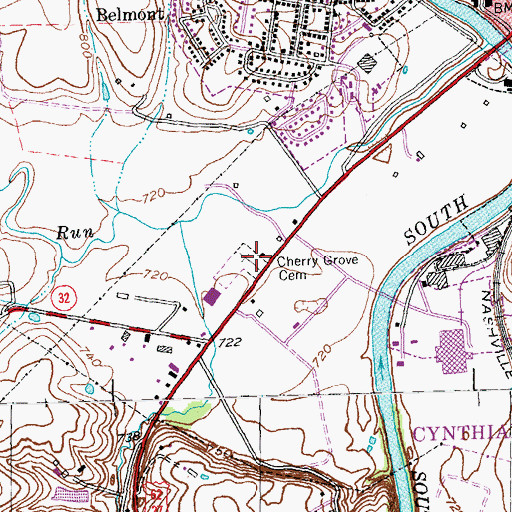Topographic Map of Cherry Grove Cemetery, KY