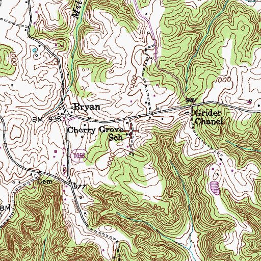 Topographic Map of Cherry Grove School, KY