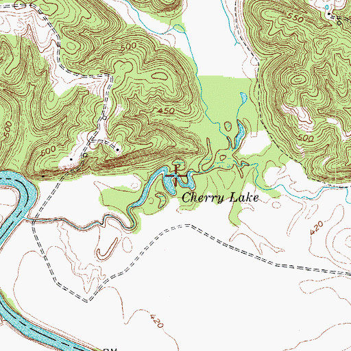 Topographic Map of Cherry Lake, KY