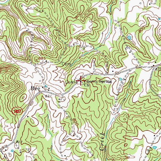 Topographic Map of Cherry Spring Church, KY