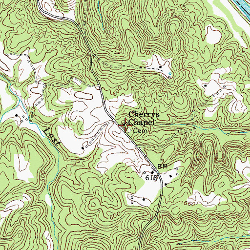 Topographic Map of Cherrys Chapel, KY