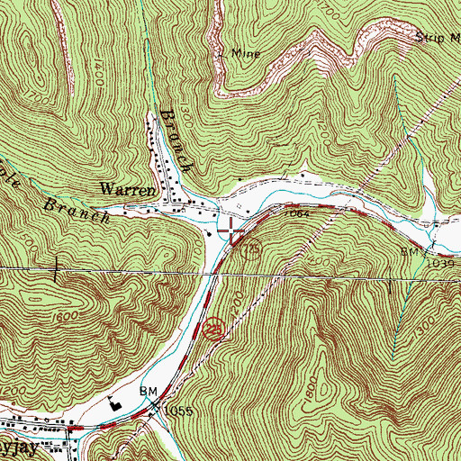 Topographic Map of Chestnut Branch, KY
