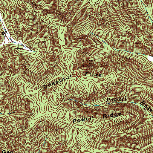 Topographic Map of Chestnut Flats, KY