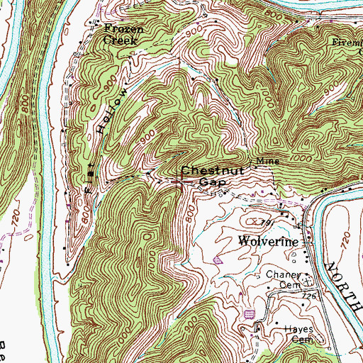 Topographic Map of Chestnut Gap, KY