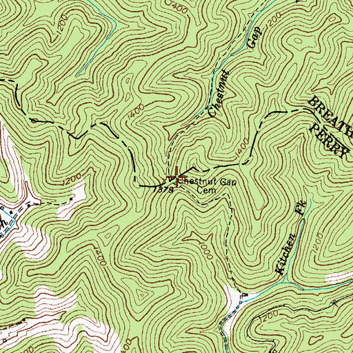 Topographic Map of Chestnut Gap Cemetery, KY