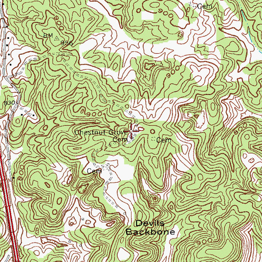 Topographic Map of Chestnut Grove Cemetery, KY