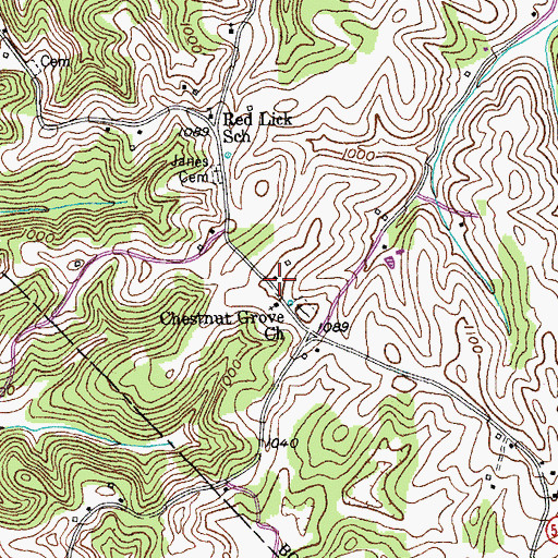 Topographic Map of Chestnut Grove Church, KY