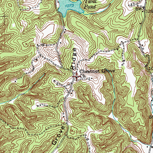 Topographic Map of Chestnut Grove Chruch of Christ, KY