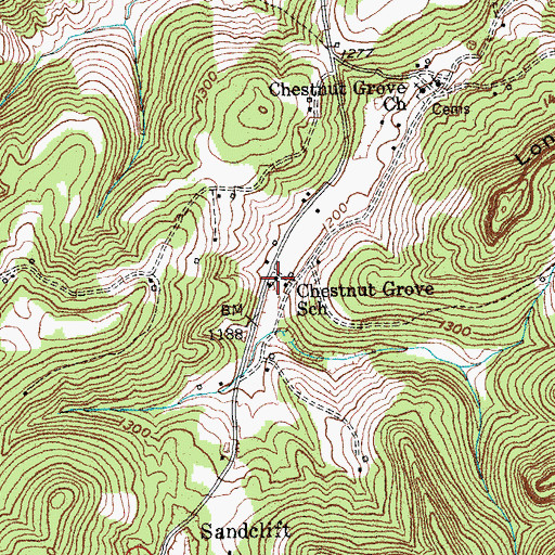 Topographic Map of Chestnut Grove School, KY