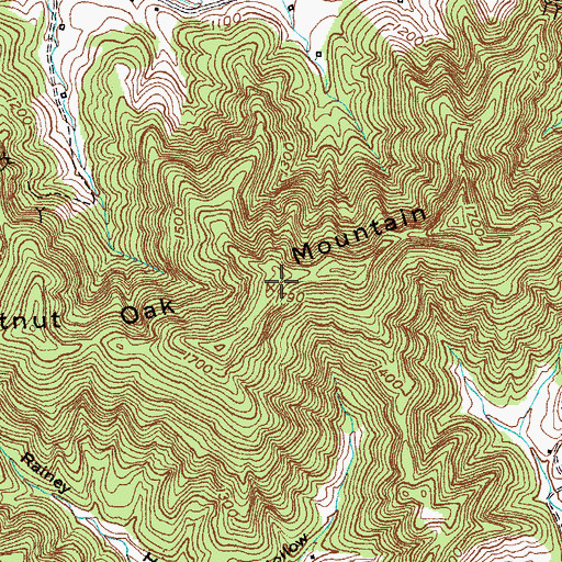 Topographic Map of Chestnut Oak Mountain, KY
