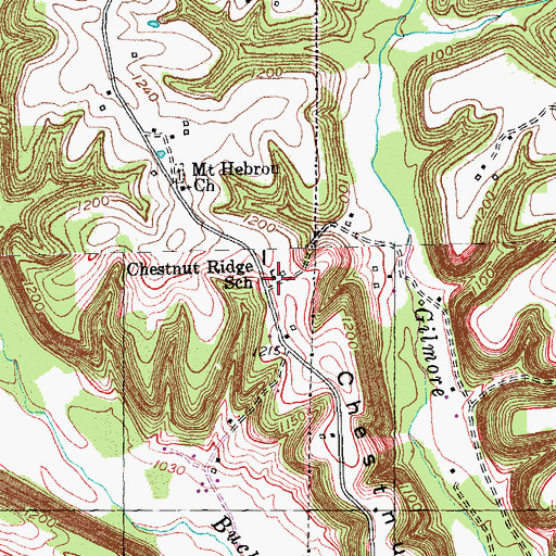 Topographic Map of Chestnut Ridge School, KY