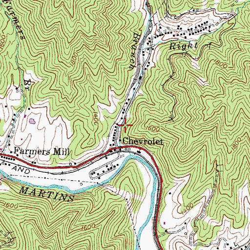 Topographic Map of Chevrolet, KY