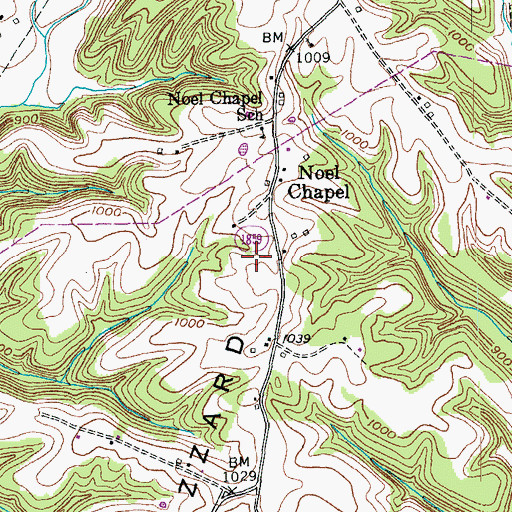 Topographic Map of Chicken Gizzard Ridge, KY