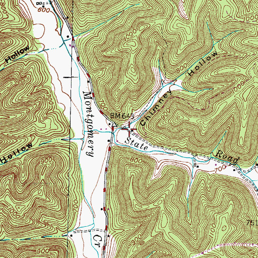 Topographic Map of Chimney Hollow, KY