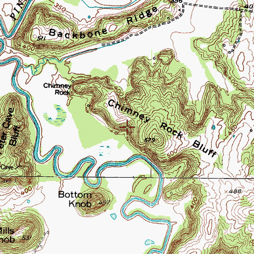 Topographic Map of Chimney Rock Bluff, KY