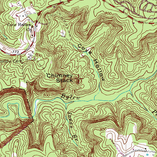 Topographic Map of Chimney Stack, KY
