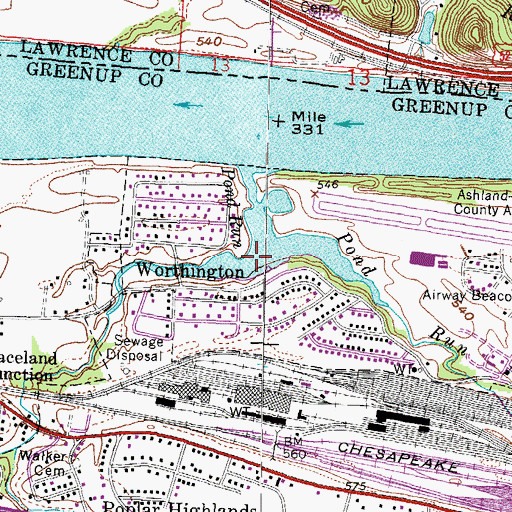 Topographic Map of Chinns Branch, KY