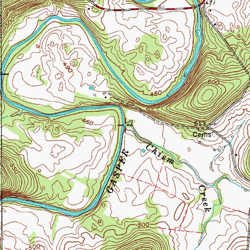 Topographic Map of Chism Creek, KY