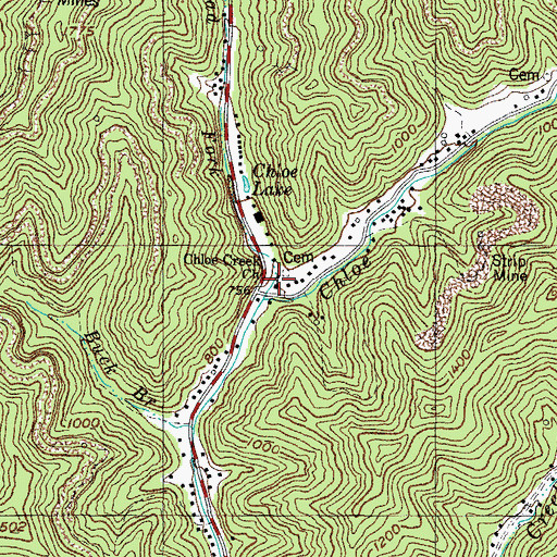Topographic Map of Chloe Creek Church, KY