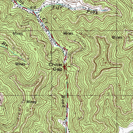Topographic Map of Chloe Gap, KY