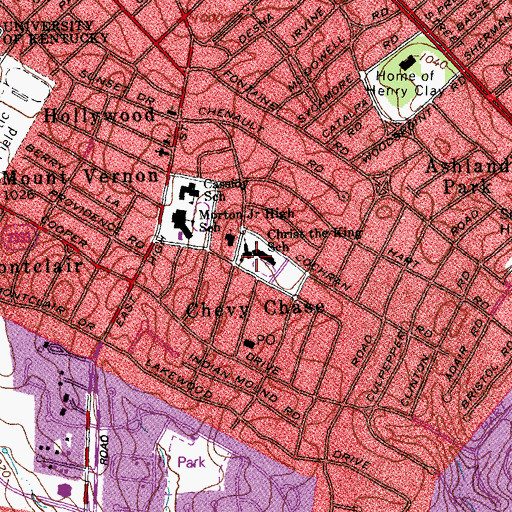 Topographic Map of Christ the King School, KY