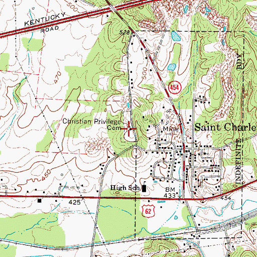 Topographic Map of Christian Privilege Cemetery, KY
