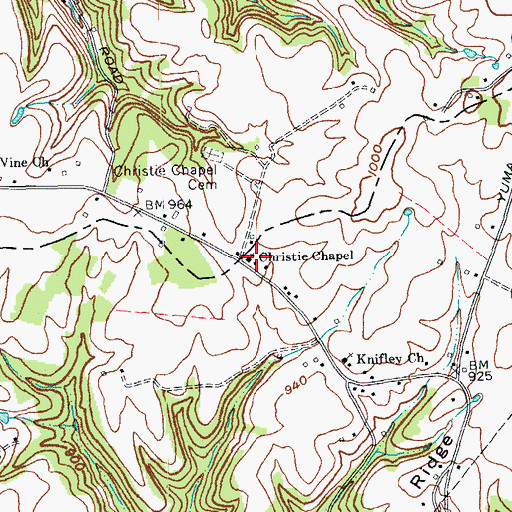 Topographic Map of Christie Chapel, KY