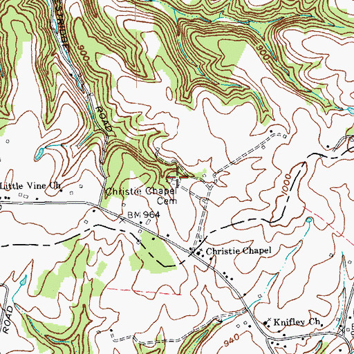 Topographic Map of Christie Chapel Cemetery, KY
